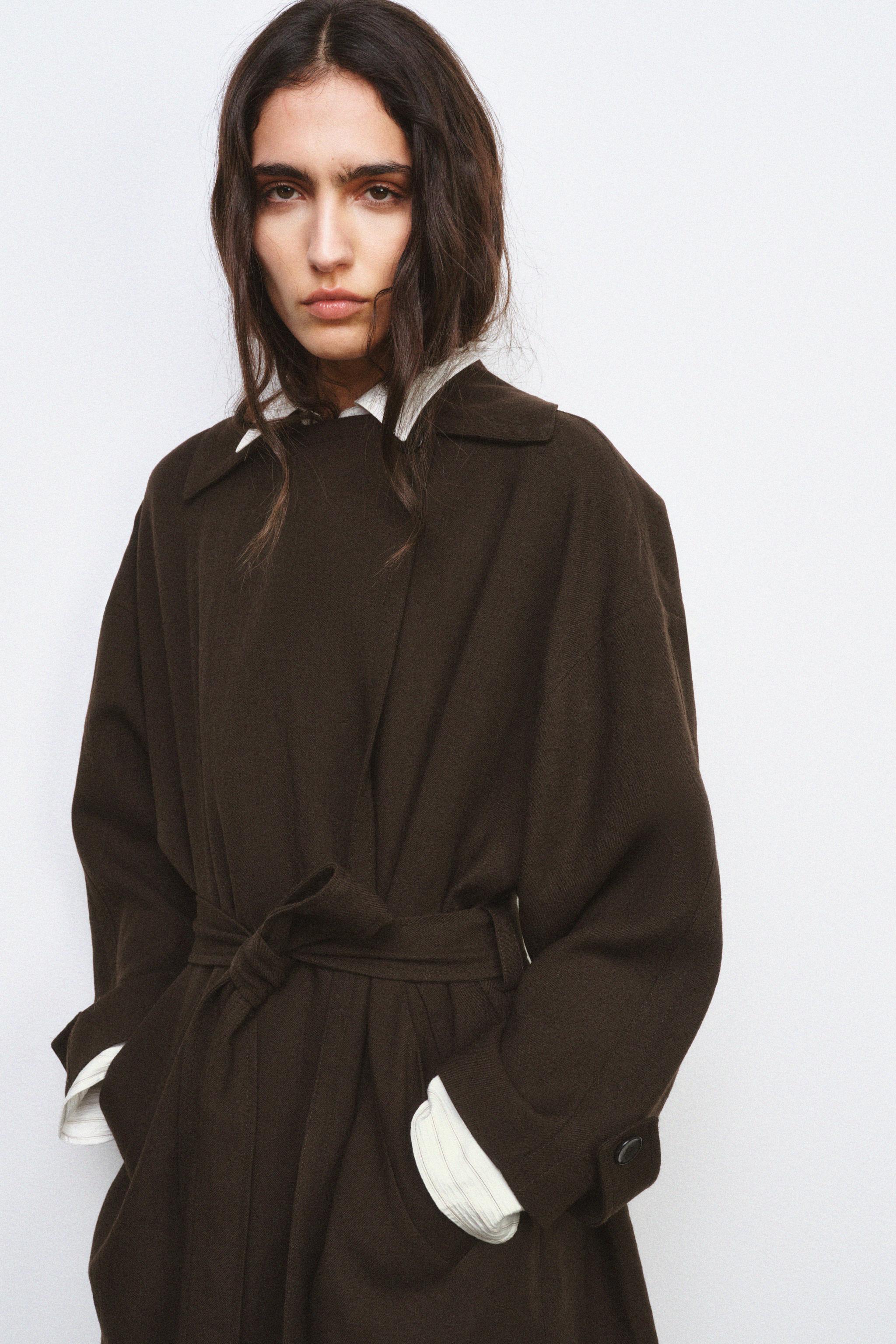 FLOWY WOOL TRENCH COAT ZW COLLECTION LIMITED EDITION